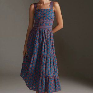 SHOSHANNA Amaya Tiered Eyelet Midi Dress
